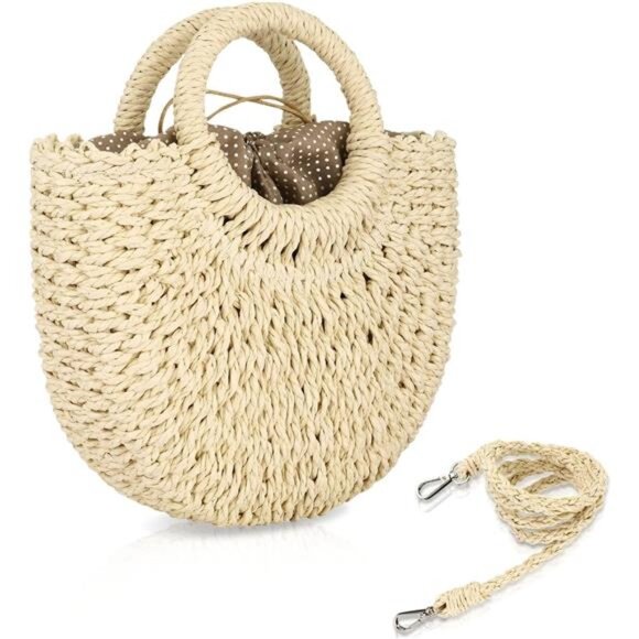 Straw Hobo Bags for Women Beige - Picture 1 of 7